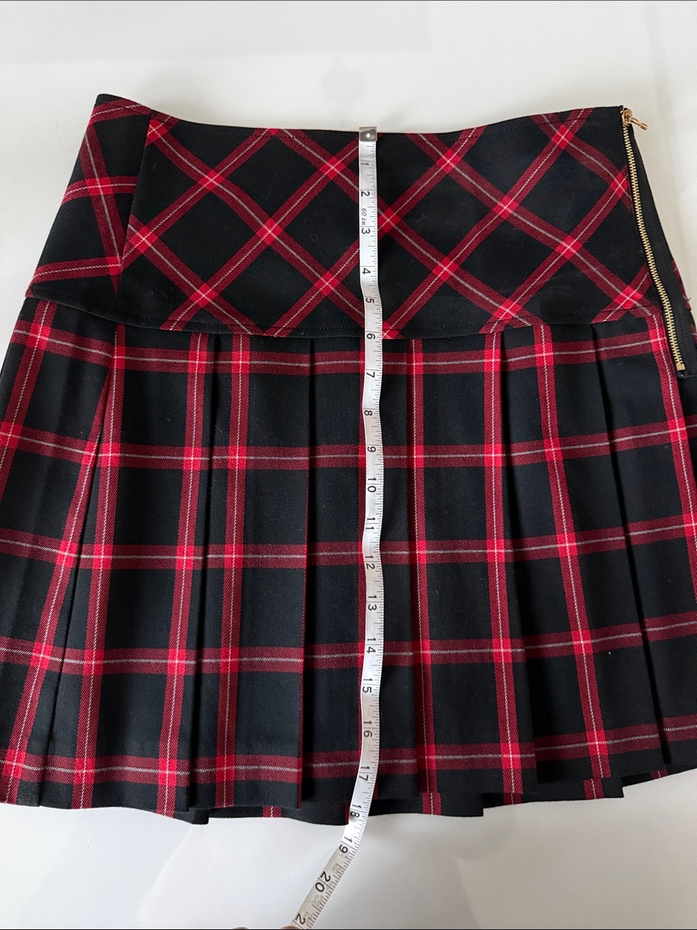 Trina Turk Plaid Pleated Skirt with Gold Side Zip - Picture 5 of 5